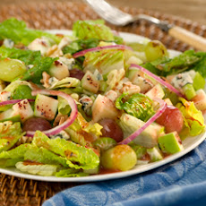 Apples, Grapes & Toasted Walnuts Over Raspberry-dressed Romaine