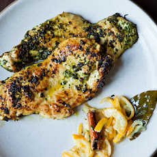 Chicken Cutlets Grilled in Charmoula with Quick-Cured Lemon Confit