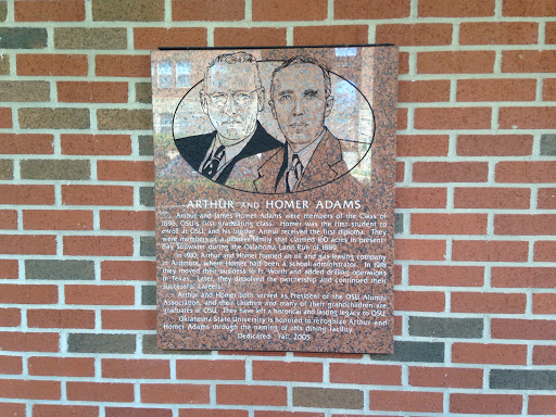 Arthur And Homer Adams Dedication Plaque