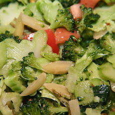 Broccoli Peach Salad With Avocado and Sunflower Seeds