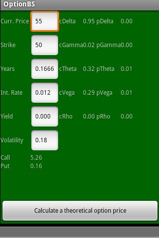 Option BS fair value