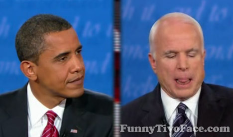 McCain Bites His Tongue - 10-16-08 - Presidential Debates