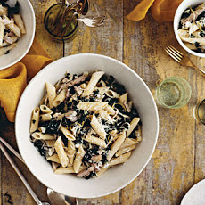 Penne with Goat Cheese, Kale, Olives, and Turkey