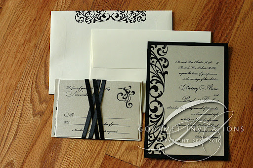 Betsey's Black and Champagne Wedding Invitations December