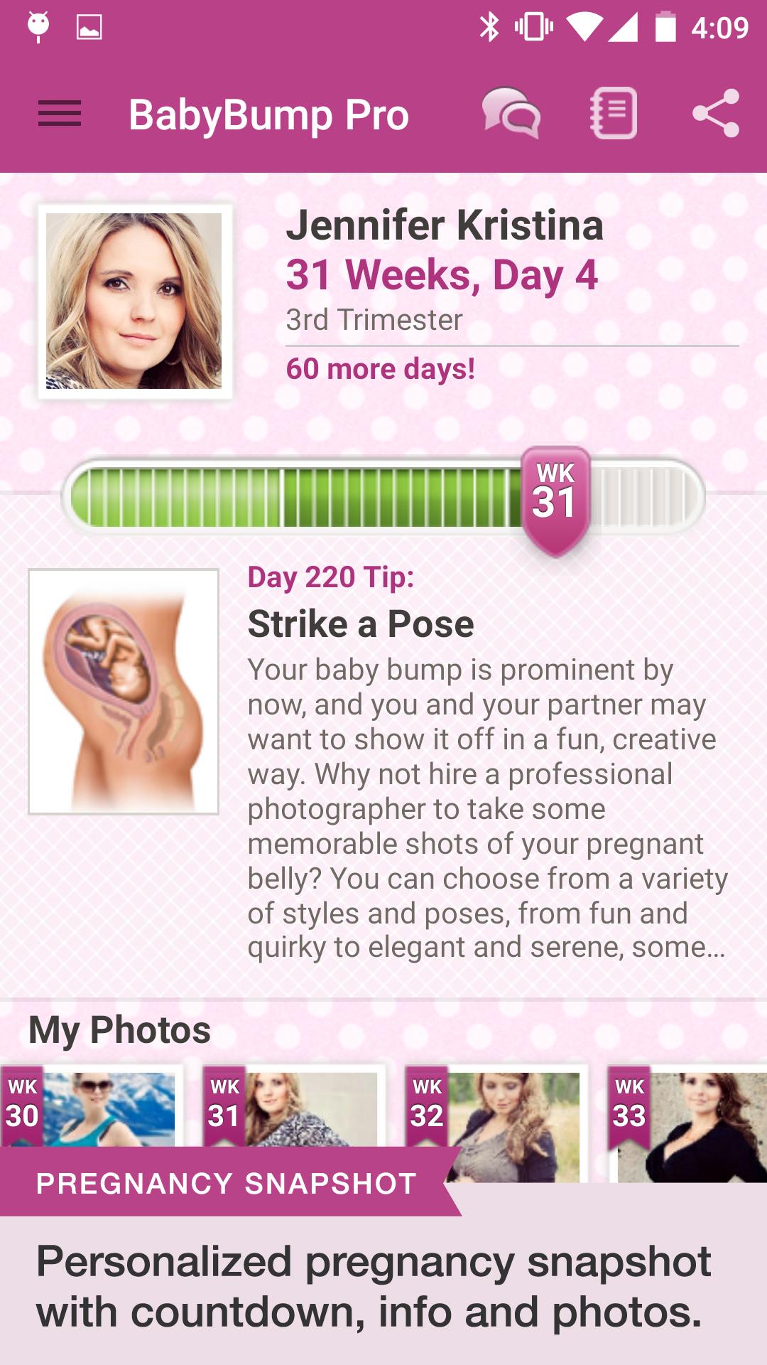 Android application BabyBump Pregnancy Pro screenshort
