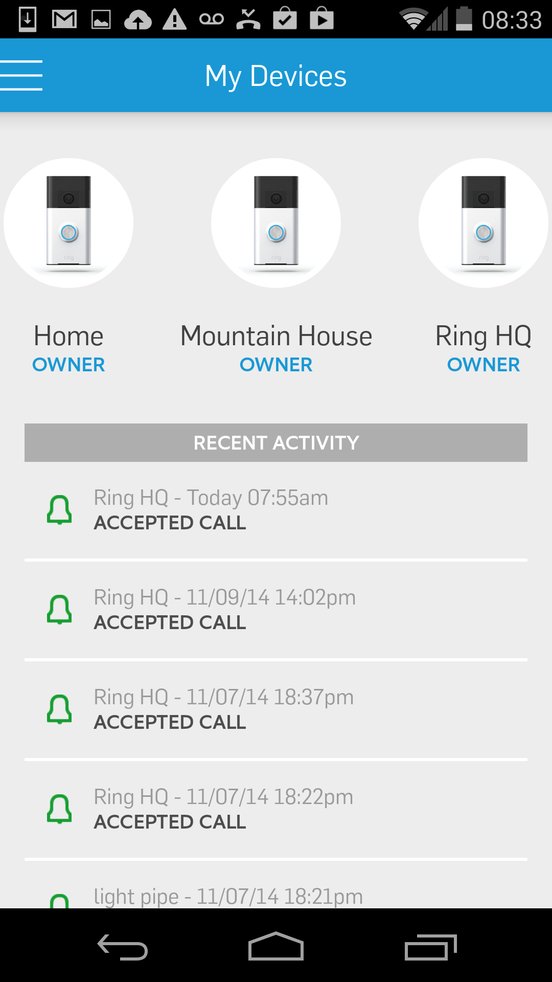 Android application Ring - Always Home screenshort