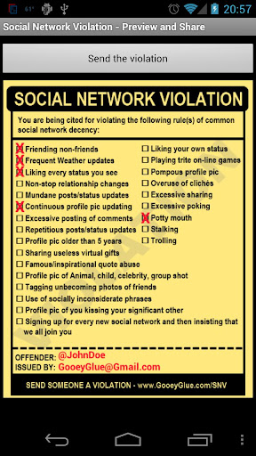 Social Network Violation