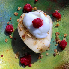 Crunchy Yoghurt and Raspberry Pears