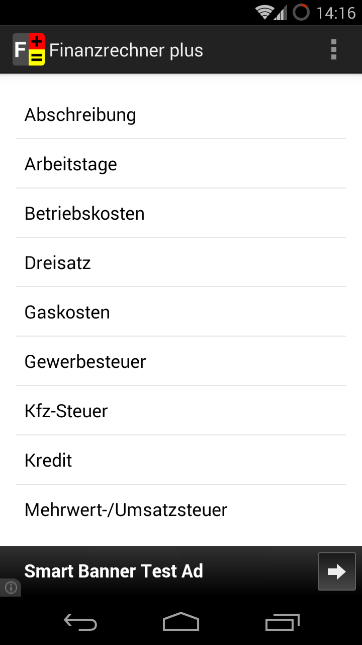 Android application Finanzrechner plus screenshort