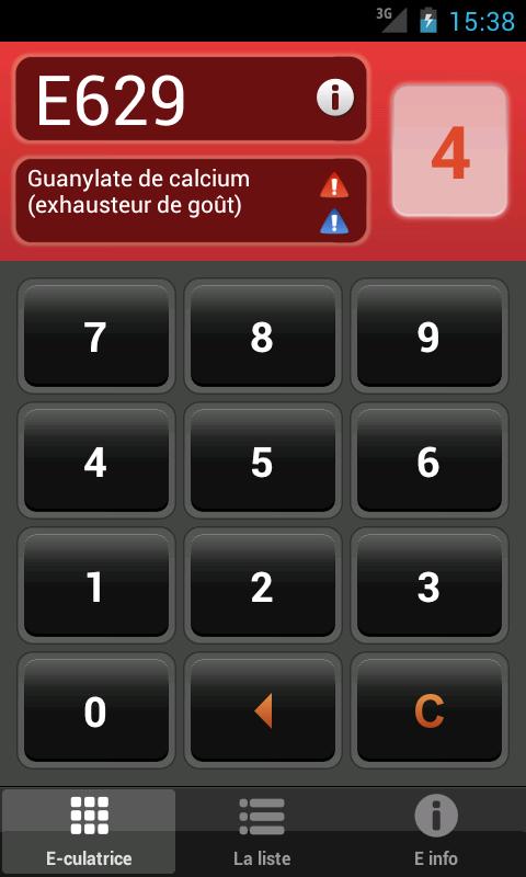 Android application E Numbers Calc: Food Additives screenshort