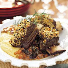 Morel-Crusted Ribs with Polenta