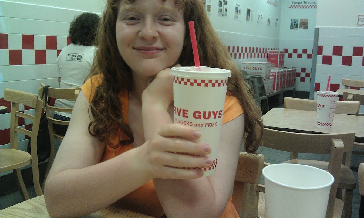 Yay a GF night out with the kids at Five Guys.  another great pile of GF fries/burgers