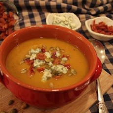 Gingered Pumpkin Soup with Crunchy Creamy Toppings