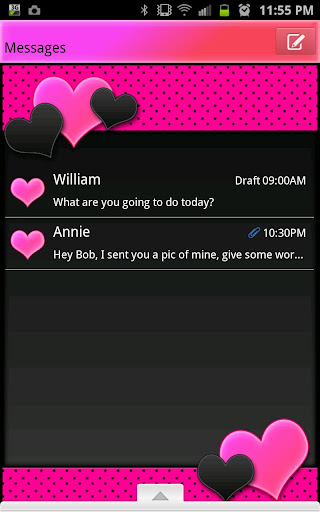 GO SMS - Hot Pink Hearts