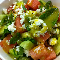 Summer Watermelon & Cucumber Salad With Feta Cheese
