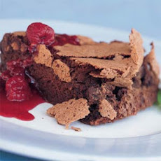 Double-Chocolate Soufflé Torte with Raspberry Sauce