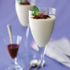 White Chocolate Panna Cotta With Dark Chocolate Sauce