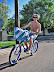 Bike gang member Michael Clarke, out for a spin on his blue baby.