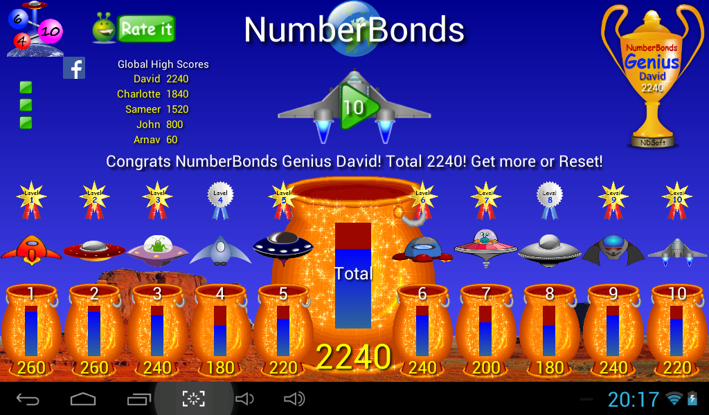 Android application Number bonds ­­­ screenshort