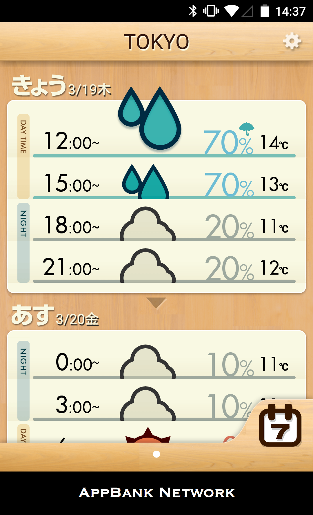 Android application おてがる天気 screenshort