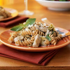 Kamut Spirals with Chicken-Artichoke Wine Sauce
