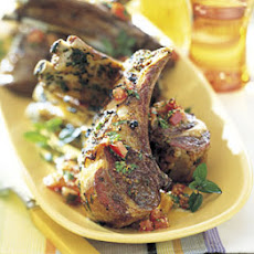 Barbecued Rack of Lamb with Tomato-Mint Dressing