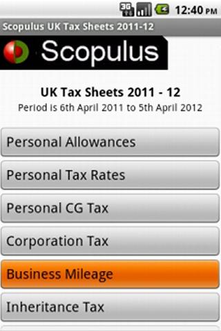 UK Tax Sheet 2011-12