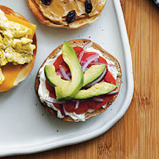 Cream Cheese, Tomato, Red Onion, and Avocado Bagel