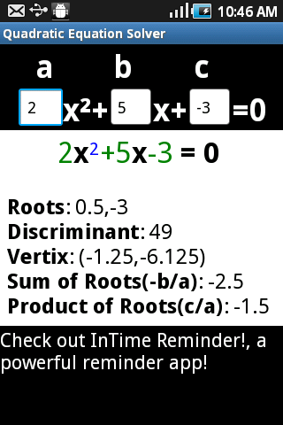 Quardatic equation solver