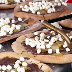 Fudge, Nut and Fluff Apple Dessert Pizza