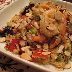Shrimp Couscous with Grilled Eggpant and Peppers
