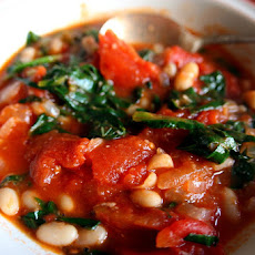 Stewed White Beans In Tomatoes With Spinach & Basil