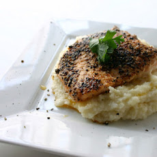 Black Peppercorn Salmon and Monterey Jack Grits