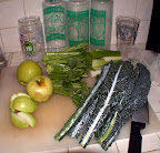 Green Lemonade of champions! (about to go into our Champion juicer, hee hee) Lacinato kale, green apples, celery, and lemon (not pictured)