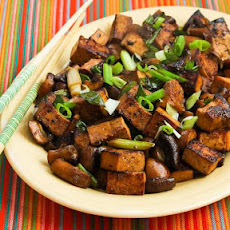 Stir-Fried Marinated Tofu and Mushrooms