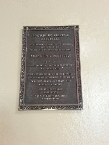 Franklin D. Roosevelt Memorial Plaque at the University of Puerto Rico Natural Science Building