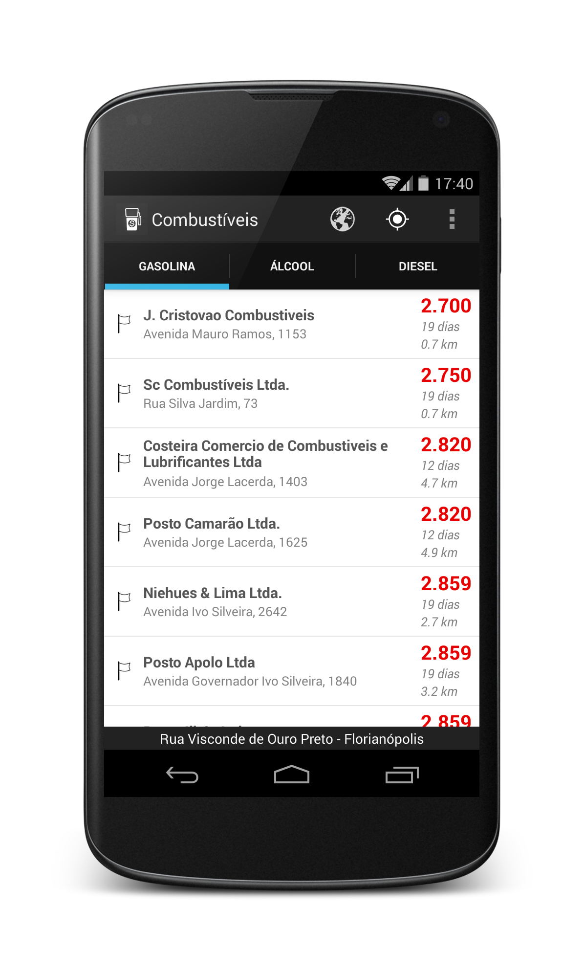 Android application Preço dos Combustíveis screenshort