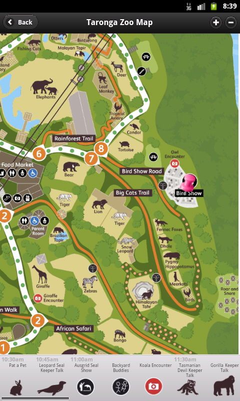 Android application Taronga Zoo Sydney map &amp; shows screenshort