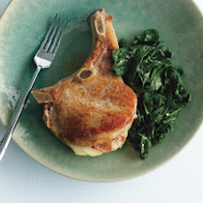 Pork Chops Saltimbocca with Sautéed Spinach