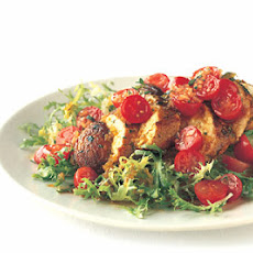 Sauteed Chicken with Tomato-Saffron Vinaigrette on Frisée