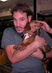 Jason with a rascally hot dog-dog