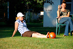 Anna and Kerry chill in the brilliant afternoon sunshine