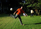 Geoff shows his soccer skills