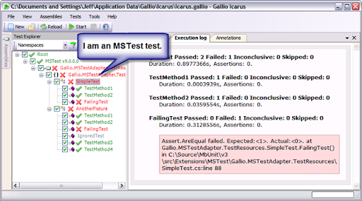 Gallio explores MSTest tests