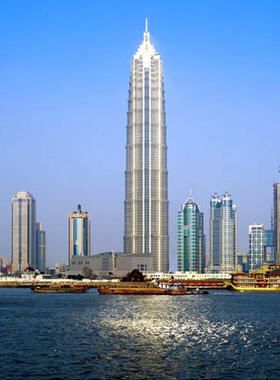 Jin Mao Tower in the Pudong section of Shanghai (not my photo). My office is on the 13th floor.