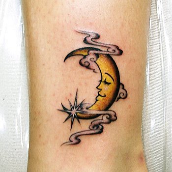 star tattoos leg. Star And Moon Tattoo Designs.