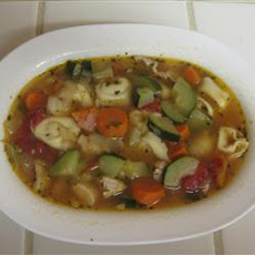 Chicken Tortellini Soup With Zucchini and Tomatoes