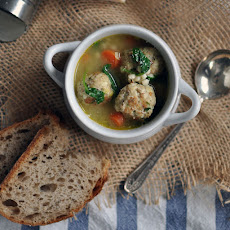 Chicken Meatball Minestrone with Ras El Hanout and Israeli Couscous