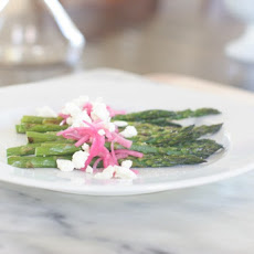 Asparagus with Goat Cheese and Pickled Red Onion