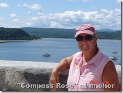 Pam at the fort with Compass Rose in the background